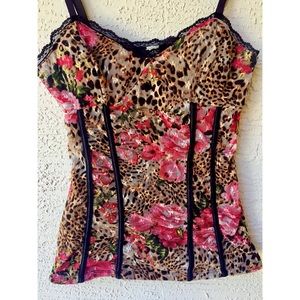 Leopard print and rose cami